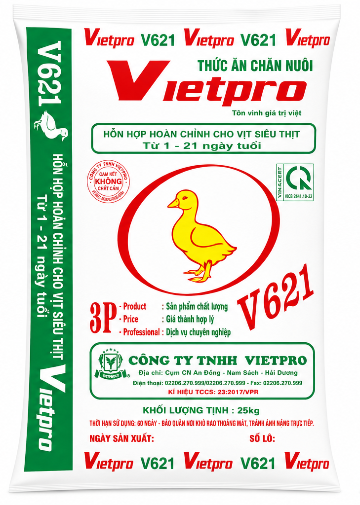 V621 - Hỗn hợp hoàn chỉnh cho vịt siêu thịt từ 1 - 21 ngày tuổi